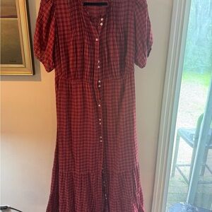 Doen Red Checkered Maxi Dress
